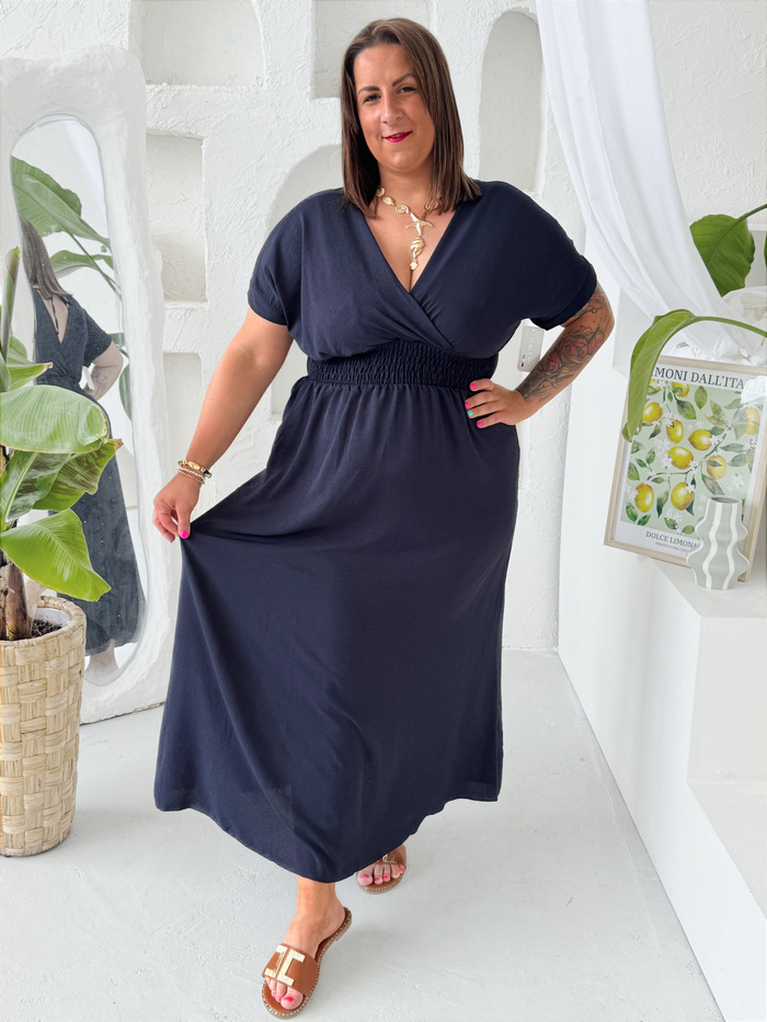 Nemačkavé maxi šaty Lady do 3XL tmavě modré