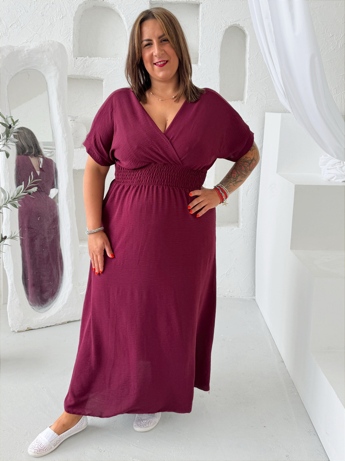 Nemačkavé maxi šaty Lady do 3XL burgundy