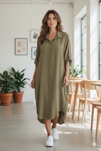 Košilové šaty Betty - khaki