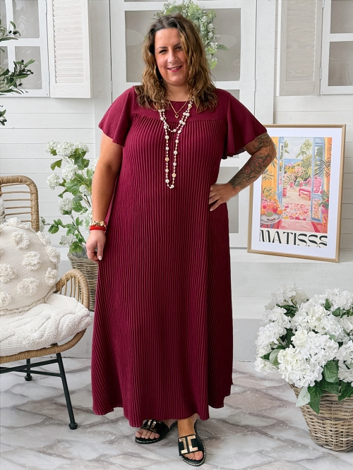 Plisované šaty Sahara do 4XL - vínové
