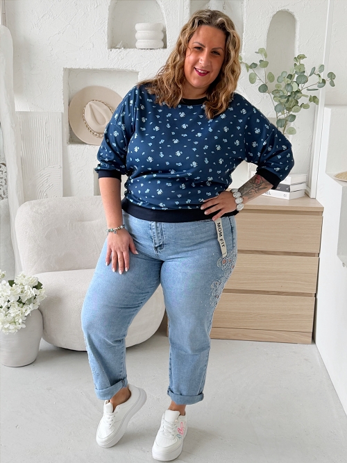 Máslová mikina Romance do 3XL - tmavě modrá
