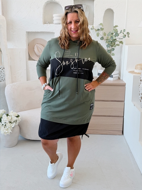 Šaty Words s kapucí do 4XL - khaki