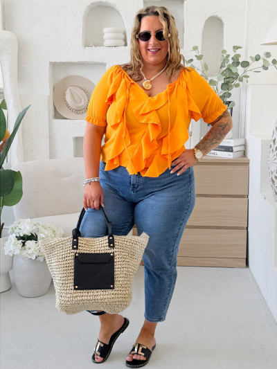 Volánkový top Samantha do 2XL - oranžová