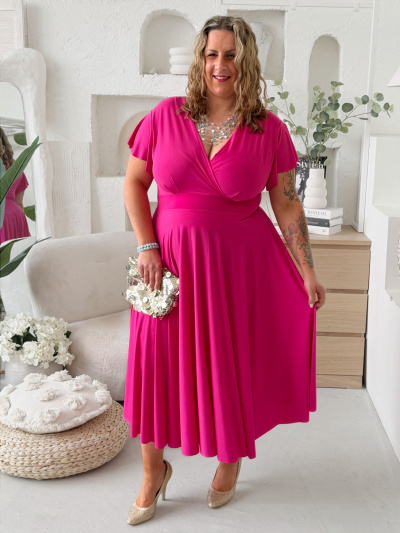 Áčkové šaty Ladonna do 4XL fuchsiové