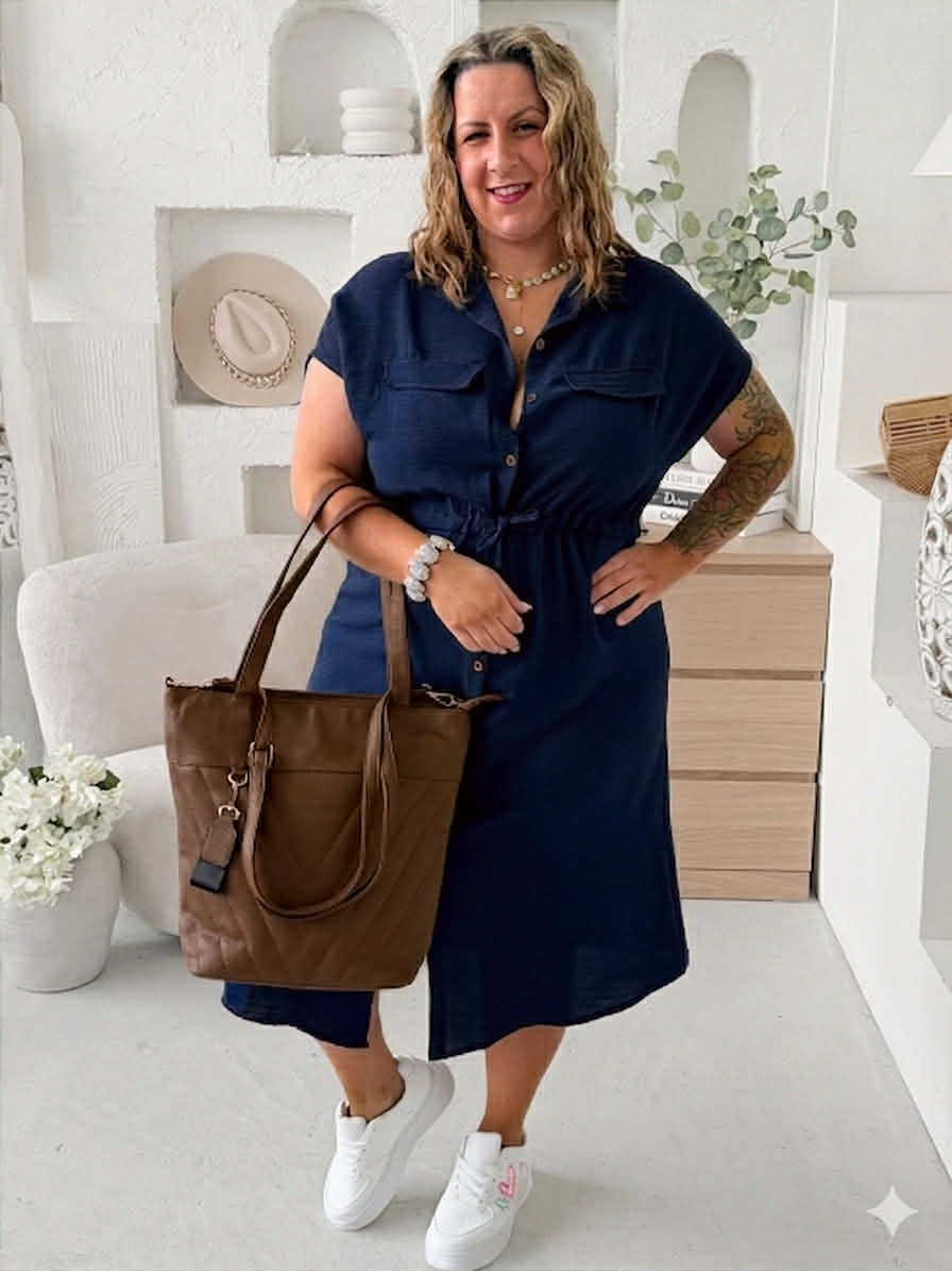 Košilové šaty Olivia do 4XL - tmavě modré