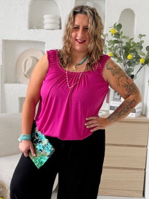 Superelastické tílko do 4XL fuchsiové