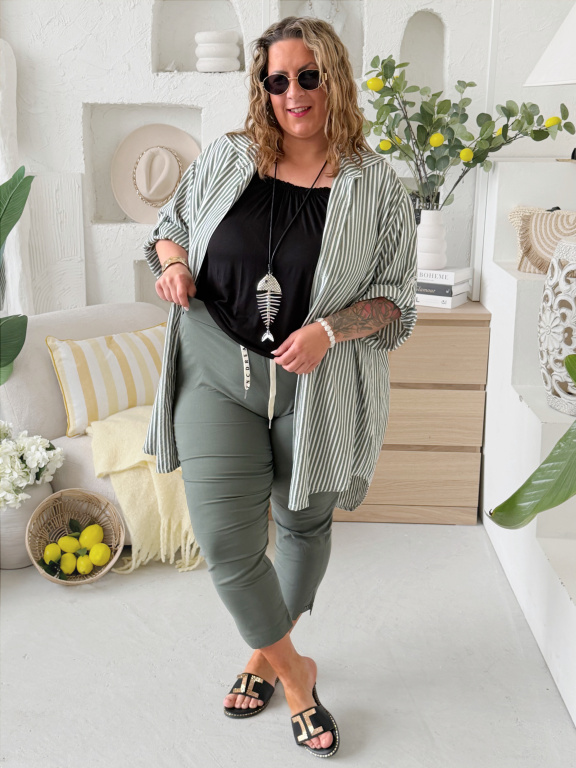 Krepová košile do 5XL - khaki