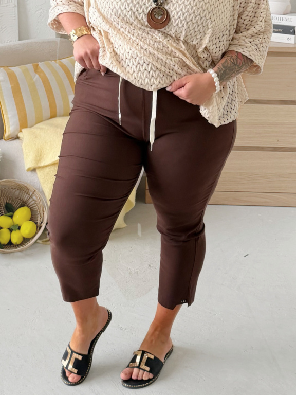 Superstrečové 7/8 kalhotové legíny Queen až na 5XL - čokoládové