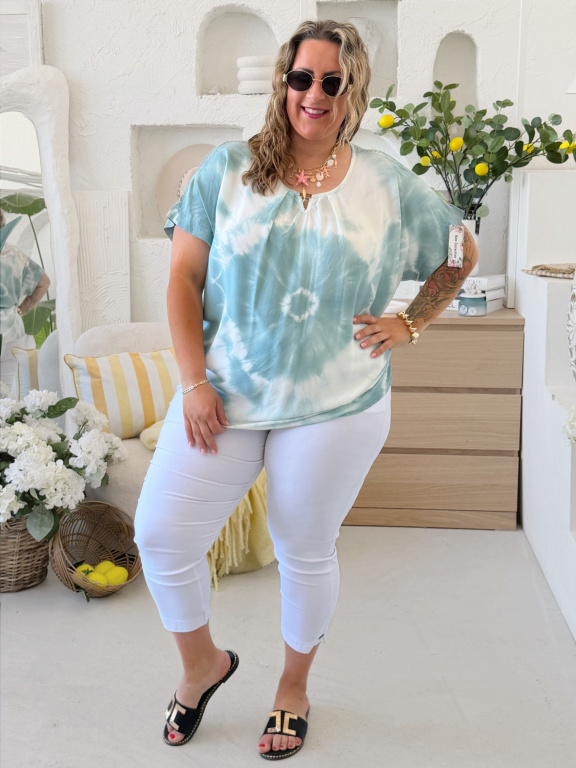 Batikovaná halenka Juicy do 3XL - mint