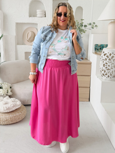 Sukně z nemačkavého materiálu do 5XL fuchsiová