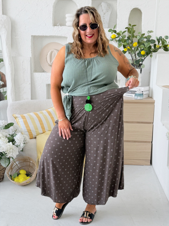 Mušelínové tílko s krajkou na zádech do 3XL - khaki