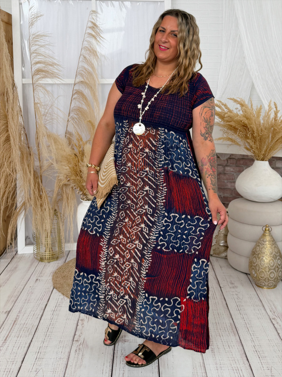 Žabičkové šaty India Symbol do 3XL - tmavě modré