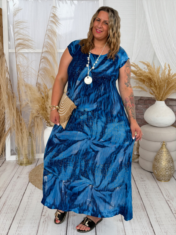 Žabičkové šaty India Batik do 3XL - tmavě modré
