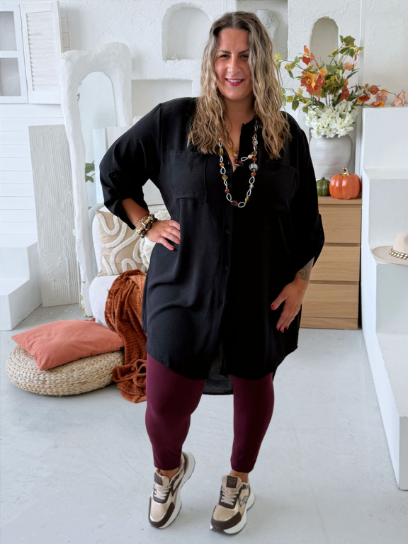 Lehounká oversize košile do 3XL velikosti nemačkavá - černá